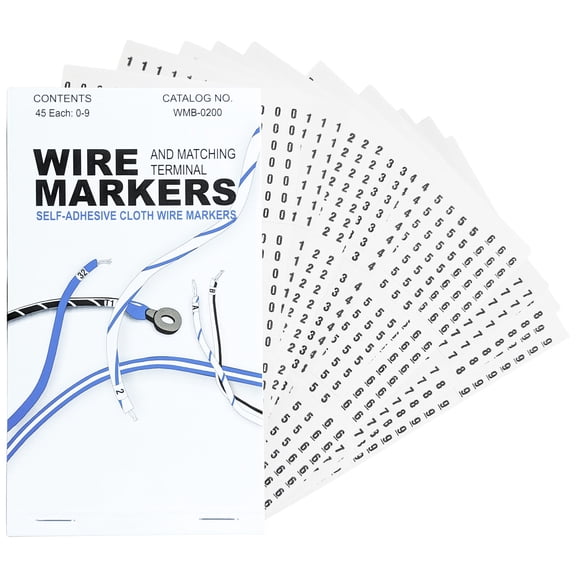 450 Piece Wire Marker Labels - Includes Numbers 0 through 9 (WMB-0200)