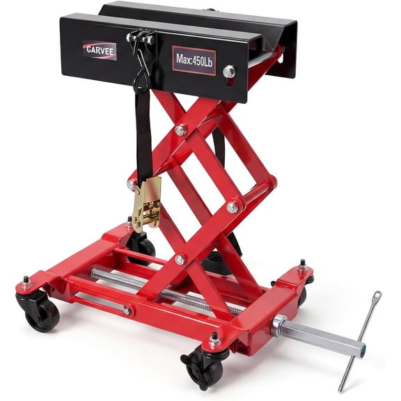 450 lbs Low Profile Transmission Jack Adjustable Floor Jack with Safety Strap Heavy Duty Steel 7-23in Lift Range 4 Wheels for Garage and Auto Repair