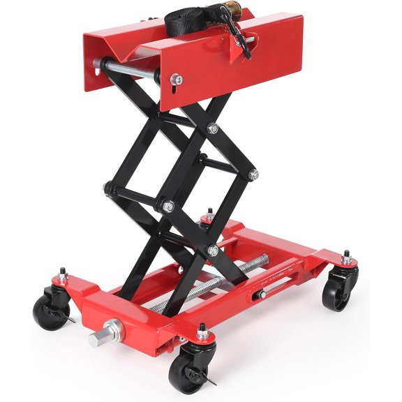 450 lbs Low Profile Transmission Jack with Safety Strap 7-23 In Lift Range for Garage