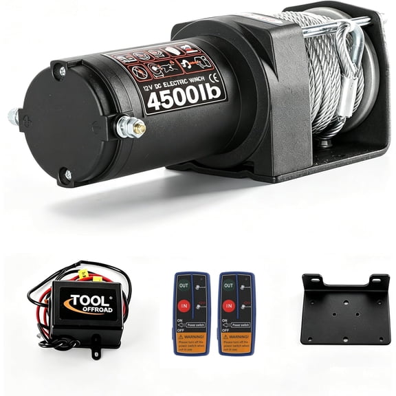 4500 LBS Heavy-Duty 12V DC Waterproof Electric Recovery Winch, Galvanized Steel Cable Dual Wireless & Wired Remote, Portable Trailer Winch for Off-Road ATV UTV, Boat Hauling