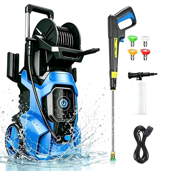 4500 PSI 3.0 GPM Electric Portable Pressure Washer with Adj-15-Level Touch Screen, Complete Nozzle Kit, Foam Cannon for Home, Driveway, Patio, Fence, Yard, Garage, Furniture Cleaning