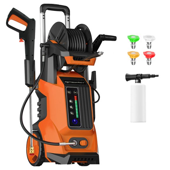 4500 PSI 4.0GPM Power Washer with Smart Control and 15 Levels of Adjustment, Home Use Electric Power Washer, Removable Foam Sprayer for Car, Home, Driveway, Patio, Fence, Yard, Vinyl cleaning