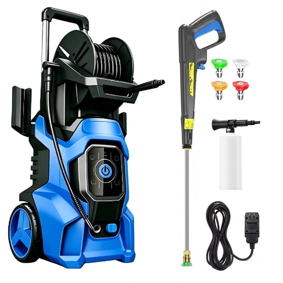 4500 PSI 3.0 GPM Upgraded Electric Portable Pressure Washer with Adj-15-Level Touch Screen, Complete Nozzle Kit, Foam Cannon for Home, Driveway, Patio, Fence, Yard, Garage, Furniture Cleaning