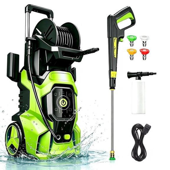 4500 PSI Electric Portable Pressure Washer 3.0 GPM with Adj-15-Level Touch Screen, Foam Cannon and Integrated Storage Design for Home, Driveway, Patio, Fence, Yard, Garage, Furniture Cleaning