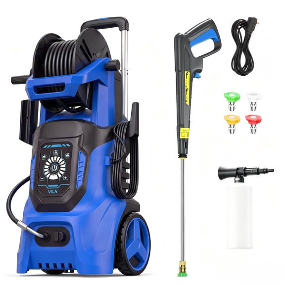 4500 PSI Electric Portable Pressure Washer 3.8GPM with Adj-15-Level Touch Screen, Foam Cannon and Integrated Storage Design for Home, Driveway, Patio, Fence, Yard, Garage, Furniture Cleaning