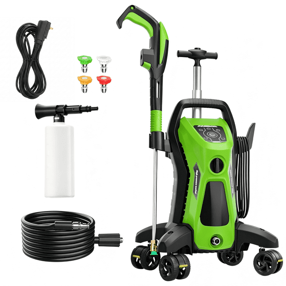 4500 PSI Electric Pressure Washer 3.9GPM with Adj-15-Level Touch Screen, Wear-Resistant Spray Wand, Movable Universal Wheels for Home, Driveway, Patio, Fence, Yard, Garage, Furniture Cleaning