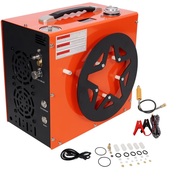 4500 PSI Portable PCP Air Compressor, Dual Cooling System, Auto-Stop, AC120V/DC12V for Airguns, Paintball & Diving Bottles
