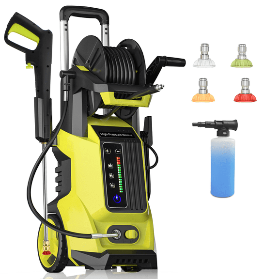 4500 PSI Upgraded Electric Pressure Washer 3.0 GPM with Adj-15-Level Touch Screen, Pressure Hose, Adjustable Spray Gun for fence, patio, driveway, furniture, paths, car, brick, home cleaning