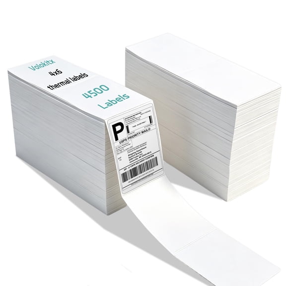Homrelaxy Thermal Shipping Labels Fanfold,4500 pcs 4"x6", 2 Stacks of 2250, Perforated Strong Adhesive, for UPS, FedEx & USPS