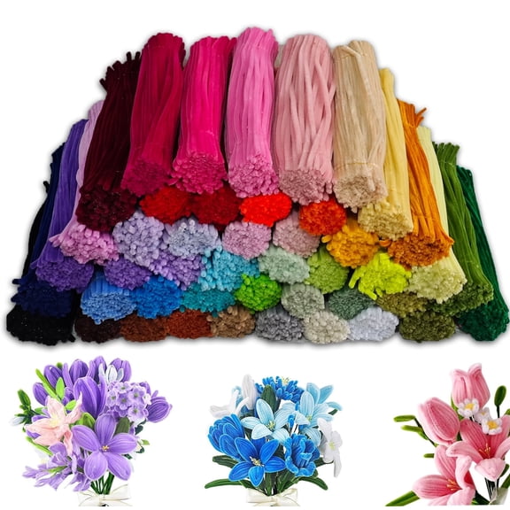 4500 Pieces Pipe Cleaners Craft Set, Chenille Stems for Flowers Craft Supplies Fluffy Fuzzy Sticks for DIY Art Projects Creative Gift Wrapping Party Decorations,12 Inch