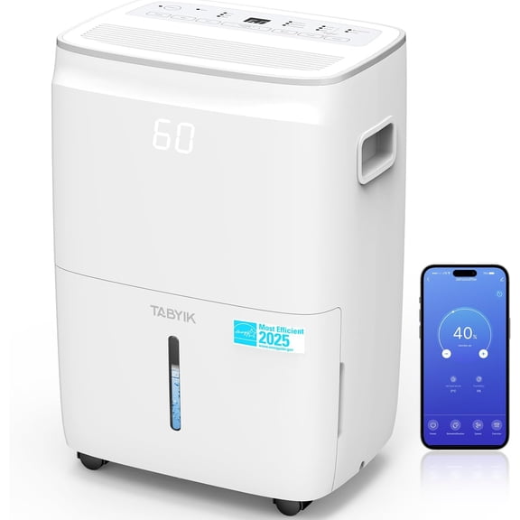 4500 Sq.Ft Most Efficient Energy Star 2025 Dehumidifier Max 80 Pint/Day (Standard 60 Pint/Day) Smart WiFi Dehumidifier with Pump Drain Hose & Auto Humidity Control for Basement Home