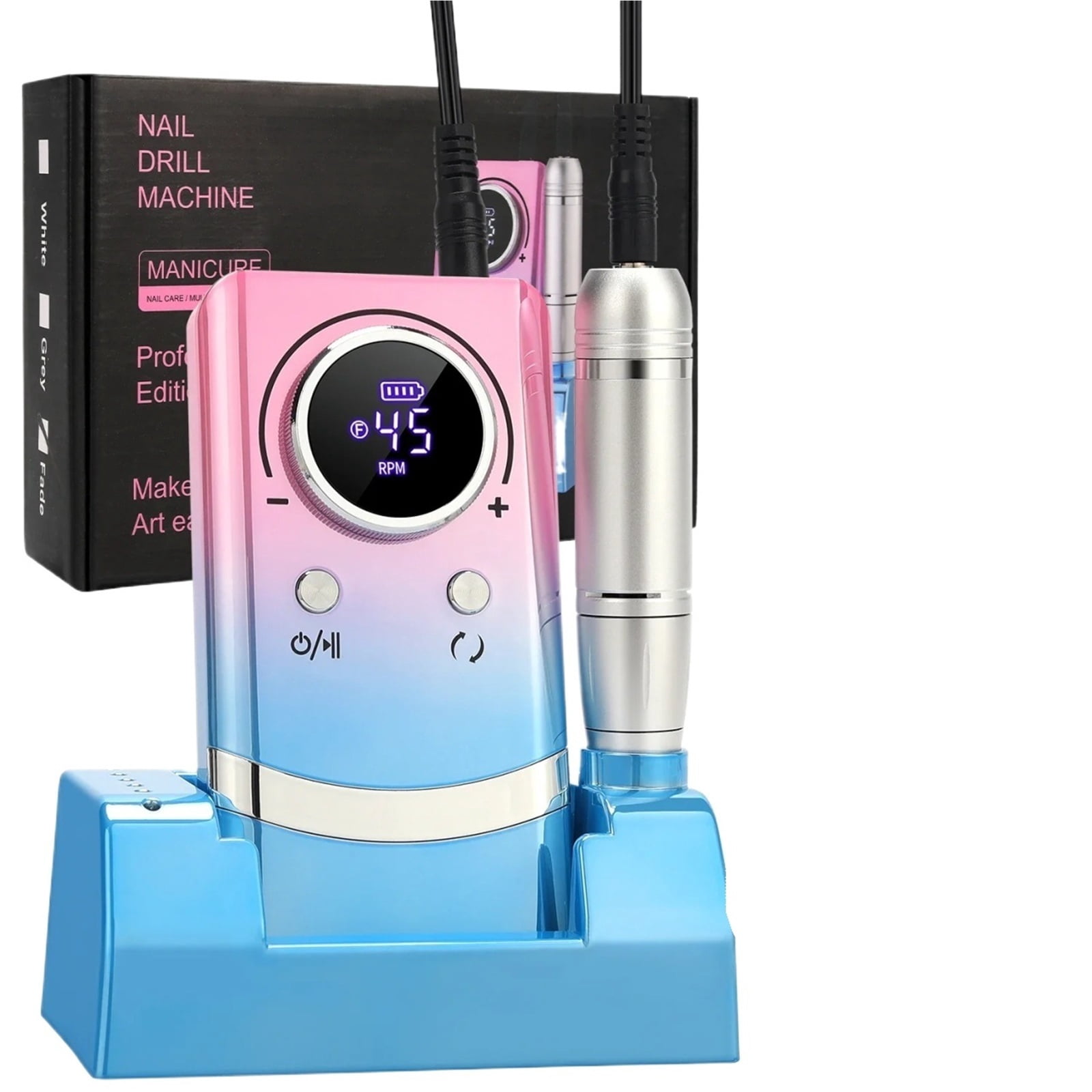 45000RPM Electric Nail Drill Machine Professional Nail Drills for Gel Nails Polish Rechargeable Portable Nail File Manicure Tool