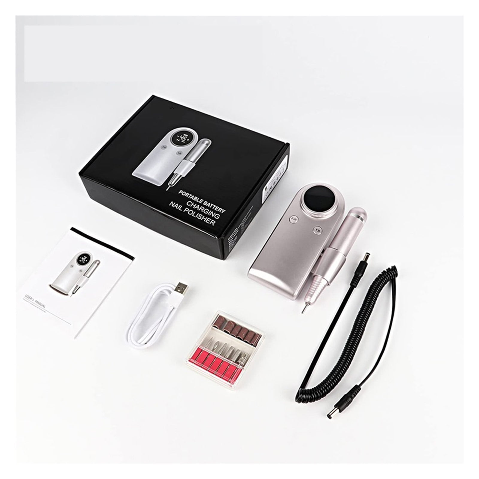 45000RPM Electric Nail Drill Machine, Rechargeable Manicure Machine With LCD Display, Portable Cordless Drill Set Nail Art Tools ,Low Noise