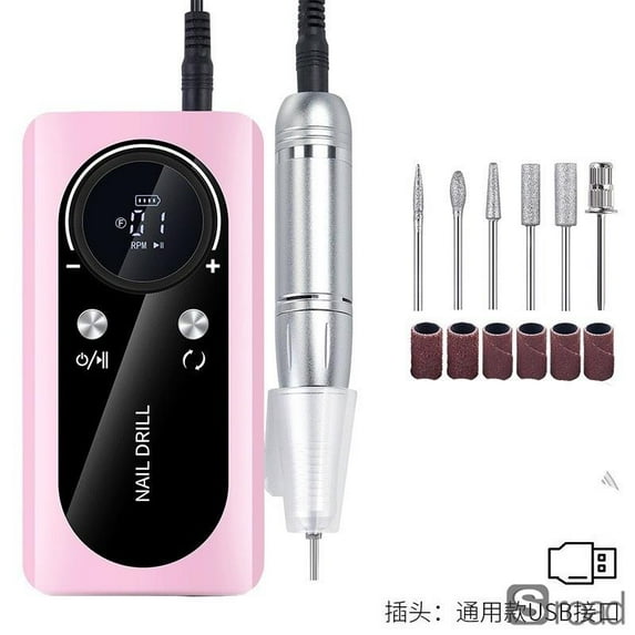 45000RPM Professional Rechargeable Nail Drill Machine, Low Noise Electric Nail File With LCD Screen, 10H Battery For Manicure, Pedicure, Salon & Home Use,Pink