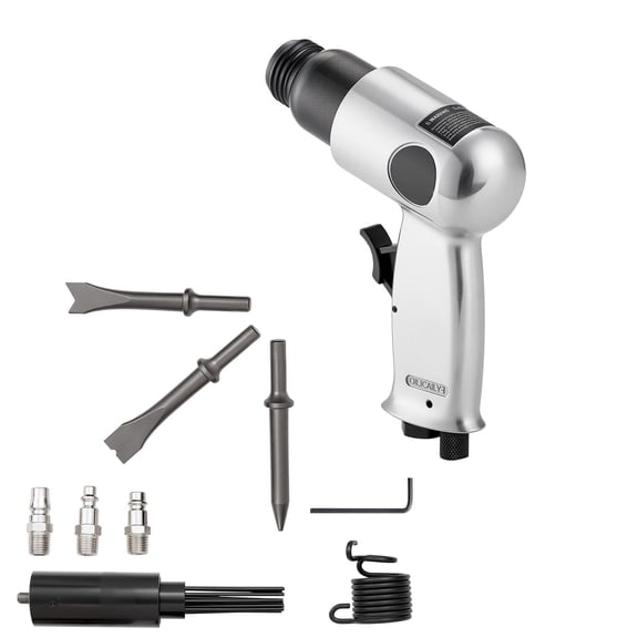 Air Hammer Pneumatic 4500BPM Heavy Duty Air Chisel Tool with Rust Removal Needle Scaler and 4 Chisels, 1/4 NPT, 90PSI Compact Air Hammer for Metal Cutting Demolition Construction Workshop