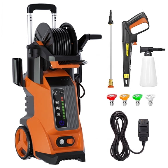 4500PSI 3.0GPM Electric Power Washer, 15 Adjustable Pressure Touch Screen, Ergonomic Grip and Full Accessory Kit, Ideal for Vehicle, Courtyard, Driveway, Balcony, Pool Surround, Motorcycle Washing