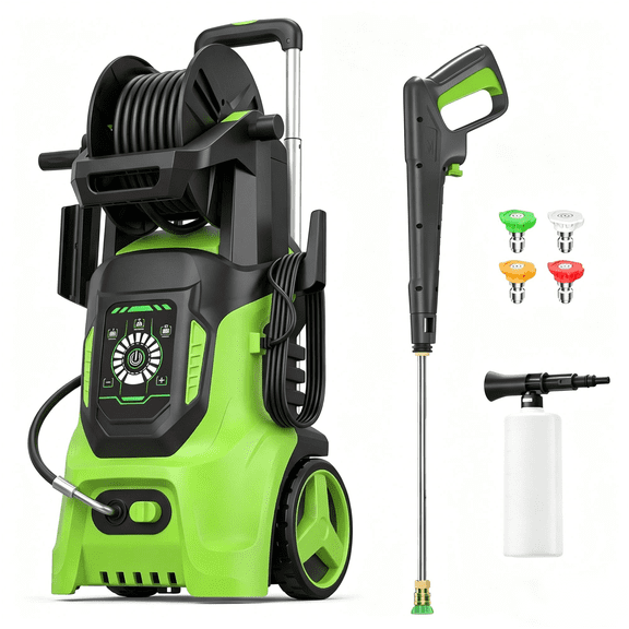 4500PSI 3.0GPM Electric Pressure Washer with Adj-15-Level Touch Screen, Multi-Functional Jet Cleaning Design, Ergonomic Handle for Car, RV, Fence, Patio, Driveway, Roof, Window, Garage cleaning