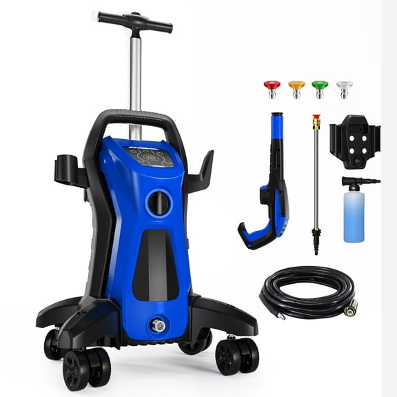 4500PSI Electric Pressure Washer 3.0GPM with Adj-15-Level Touch Screen, Pressure Control Spray Handle and 4 Anti-Tipping Wheels for Car, Home, Driveway, Yard, Outdoor, Gutter, Pool, Brick Cleaning