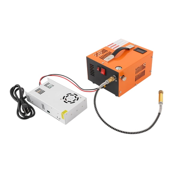 4500PSI PCP Air Compressor with Transformer, 12V DC/110V AC Dual Power Brushless Motor Air Pump for PCP Air Rifles, Paintball Tanks, Air Pistols, Mini Diving Bottles, Orange