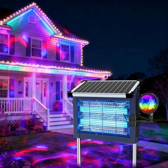 4500V Solar Bug Zapper, Waterproof Rechargeable Insect Killer with 10W Solar Panel, Cordless Fly Trap for Garden, Camping & RV