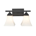 thumbnail image 1 of Millennium Lighting  Metal 2 Light Vanity Fixture with Etched White Glass Shades Matte Black Black Matte, 1 of 4