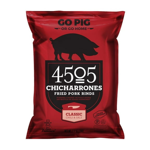 4505 Chicharrones Fried Pork Rinds Classic Chili & Salt 2.5 oz Pack of 3