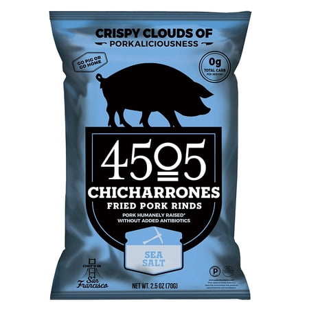 4505 Meats Chicharrones Fried Pork Rinds Sea Salt 2.5 oz Pack of 2
