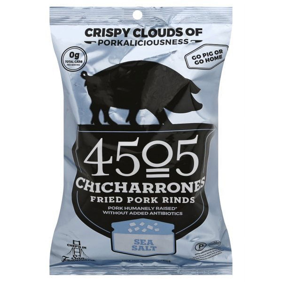 4505 Meats Chicharrones Sea Salt Fried Pork Rinds 2.5oz Pack Of 12