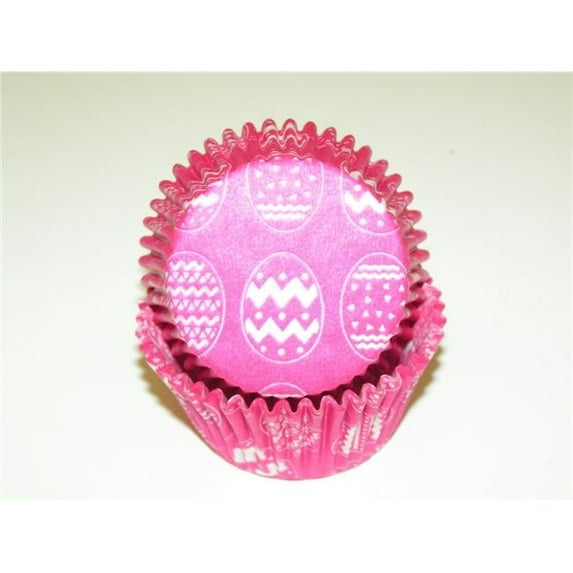 450C EASTER EGG DESIGN PINK 1.25 x 2 in. Greaseproof Baking Cup with Easter Egg Design - Pink - 1000 Piece