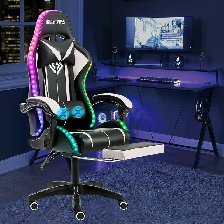 Gaming Chair w/ Foot Rest & Massager - Super Cool and Comfy! 