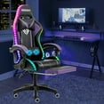 thumbnail image 1 of 450LBS Load RGB Lighted Massage Gaming Chair, High Back Computer Chair with Footrest and Lumbar Support, Height Adjustable Gaming Chair with 360 Degree Swivel Seat and Headrest for Boys Girls Gaming, 1 of 8