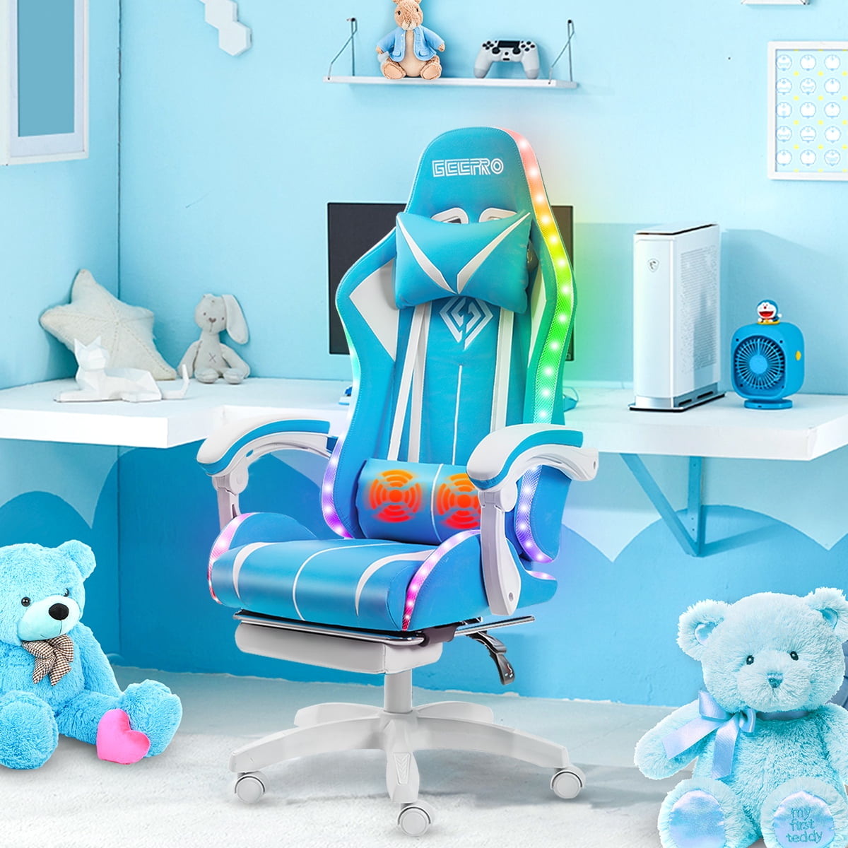 Cute blue gaming chair hotsell