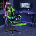 thumbnail image 1 of 450LBS Load RGB Lighted Massage Gaming Chair, High Back Computer Chair with Footrest and Lumbar Support, Height Adjustable Gaming Chair with 360 Degree Swivel Seat and Headrest for Boys Girls Gaming, 1 of 8