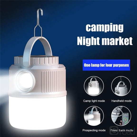 450LM Solar Camping Lantern With USB Charging, Portable LED Lantern Flashlight 3600mAh Power Bank For Outdoor Emergency, Hiking, Fishing, Power Outage, 4 Light Modes,Black