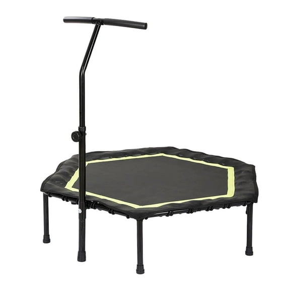 450Lbs Foldable Mini Trampoline, 45" Fitness Trampoline with Bungees, Adjustable Handle, Stable & Quiet Rebounder Trampoline for Adult Indoor/Outdoor Workout