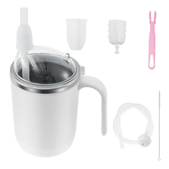 450ML Adult Sippy Cup Anti Choking Elderly Spill Proof Cup with Handle and Straw Multifunctional No Spill Feeding Mug for Seniors and Adults