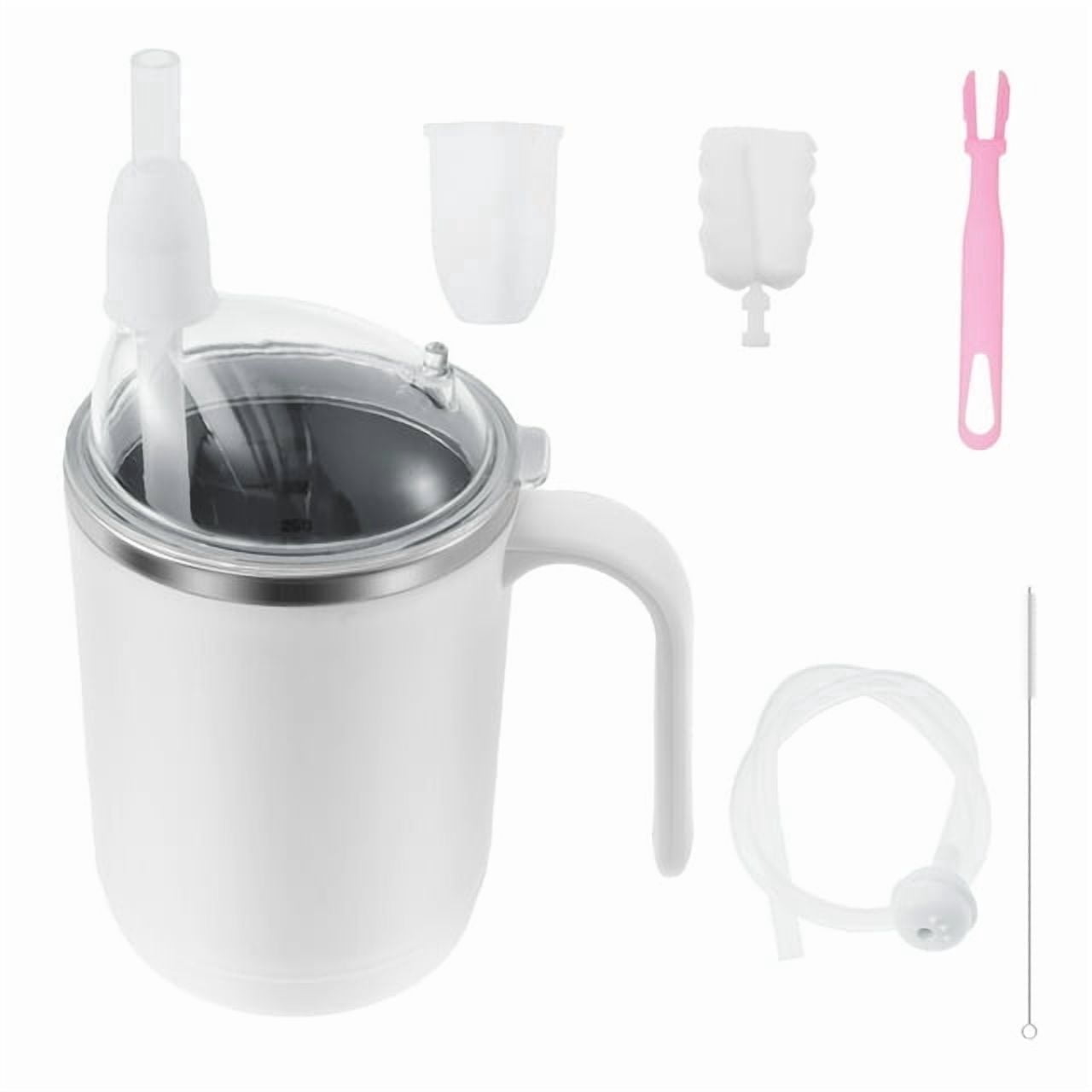 450ML Adult Sippy Cup Anti Choking Elderly Spill Proof Cup with Handle and Straw Multifunctional No Spill Feeding Mug for Seniors and Adults