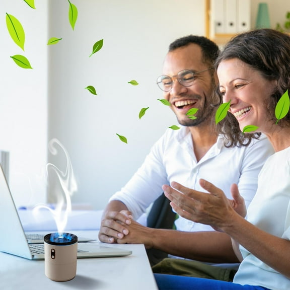 450ML Desk Volcanos Humidifier,Flame Aroma Diffuser for Bedroom,Diffuser Sprayer with Lights,2Time Adjustment Modes,Relieve Stress,Ideal Gifts for Birthday and Others Holidays