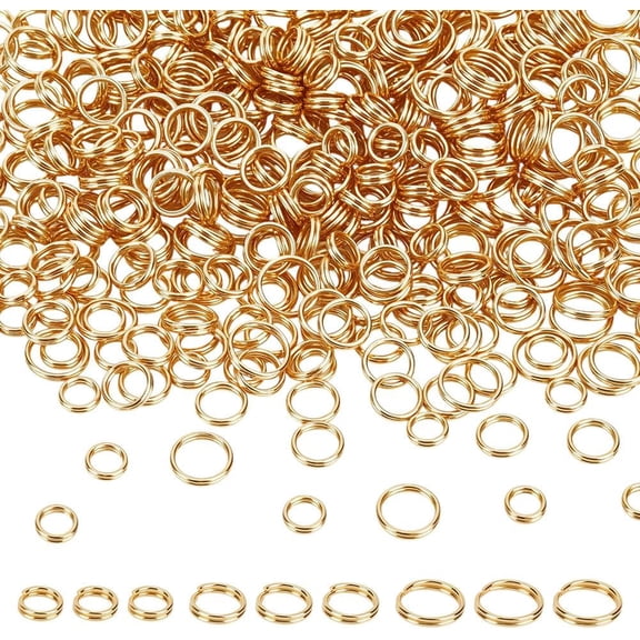450Pcs 3 Style 18K Gold Plated Split Rings 304 Stainless Steel Double Loops Jump Rings 4/5/6mm Flat Round O Ring Connector for Keychains Necklaces Bracelets Earrings Jewelry Making