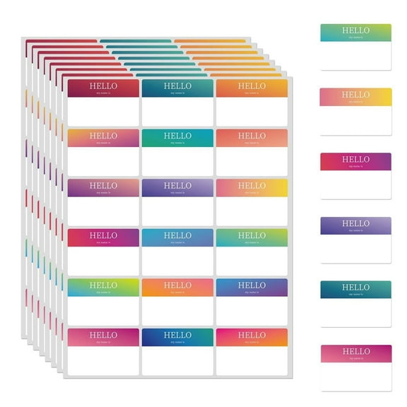Scheam 450Pcs Adhesive Name Tags,18 Colors "Hello My Name is" Colorful Name Badge Labels,Peelable Identification Badges for Office,Conferences