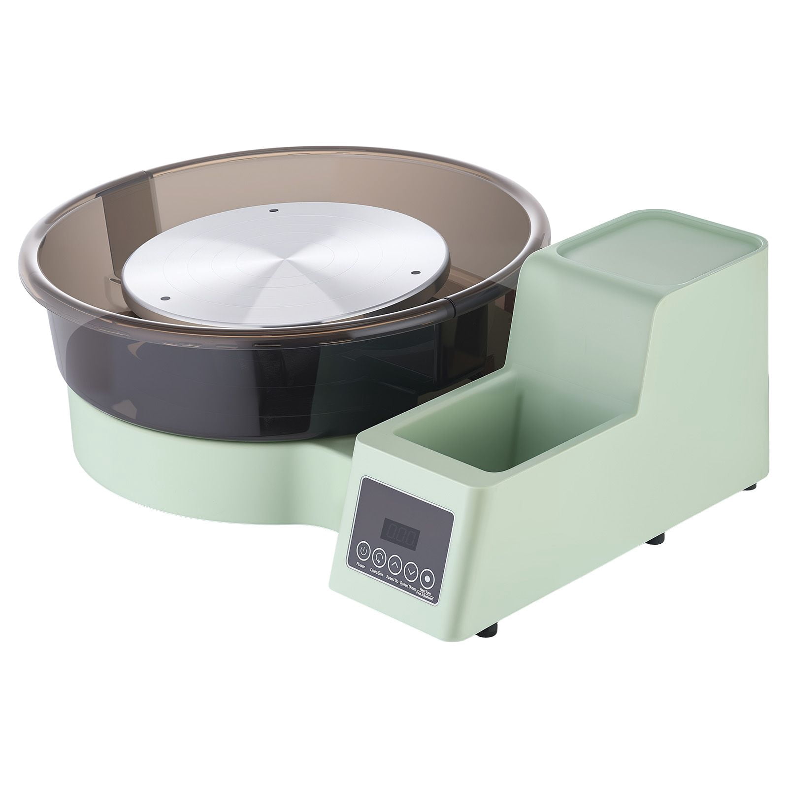 450W Electric Pottery Wheel, 14"/11" Turntables, Foot Pedal, 30-300 RPM, Detachable Basin for Beginners DIY Clay Art, Green