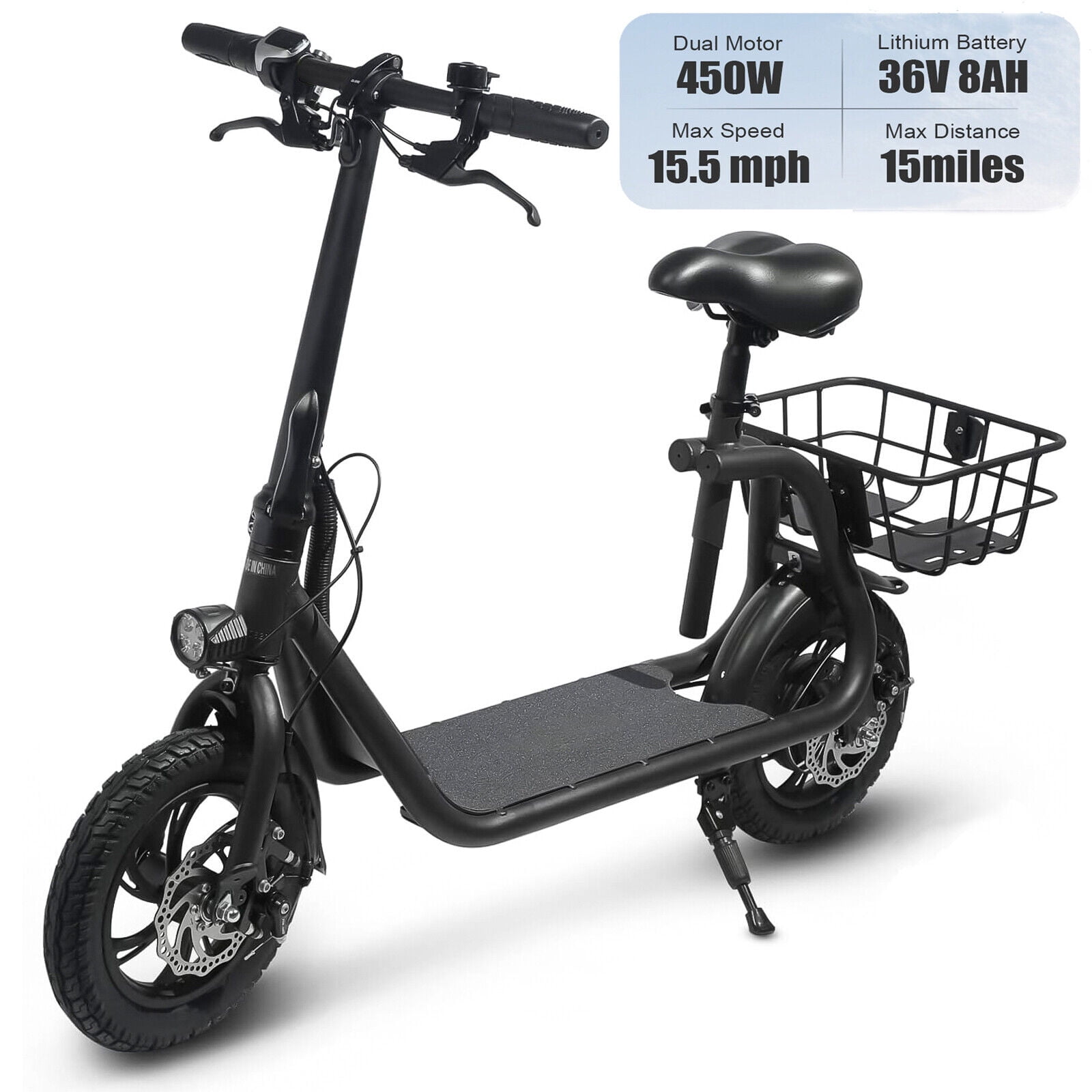 450W Electric Scooter for Adults Foldable Moped Commuter w/ Seat