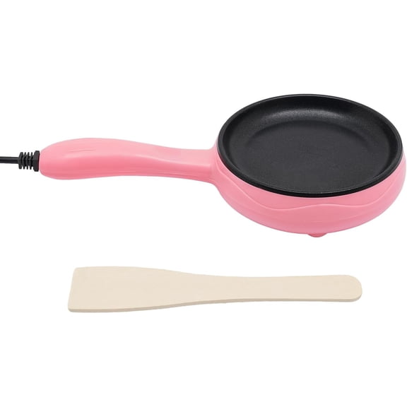 450W Small Electric Skillet Stainless Steel Electric Skillet with Handle, 6-Inch Nonstick Egg Pan 110V Round Mini Frying Pan for Frying Egg Dumpling Bacon Sausage ()