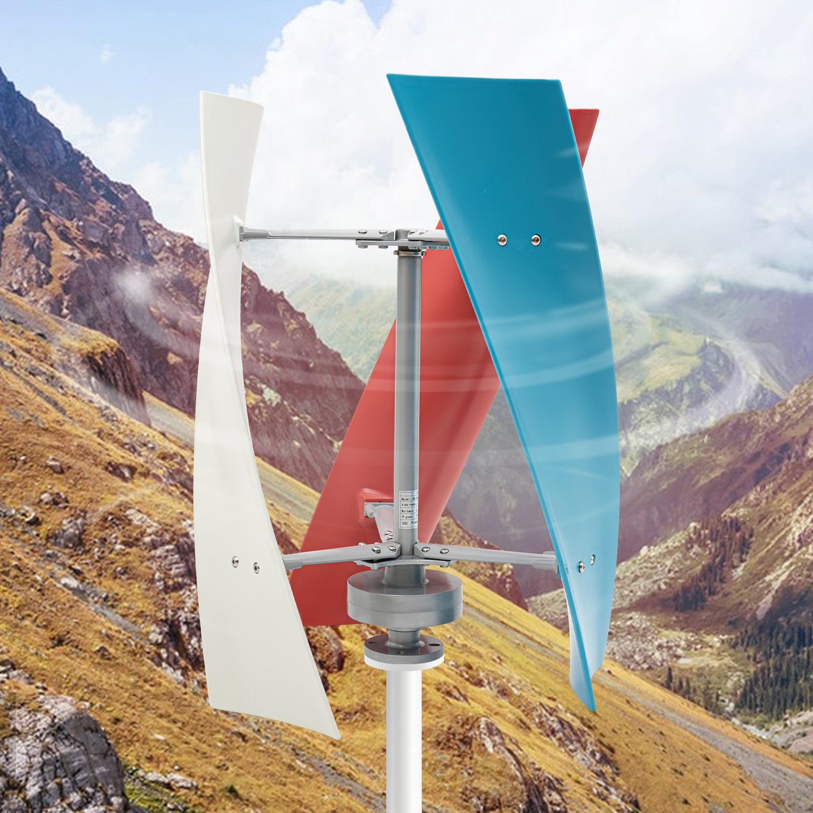 450W Wind Turbine Generator, 12V DC Vertical Axis, Low Vibration, Waterproof, for Home/Garden Use, Maglev Generator, 3 Nylon Fiber Blades
