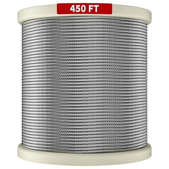 450ft 1/8 inch Stainless Steel Cable, T316 Deck Aircraft Cable Railing, Premium 7x7 Strands Wire Rope for Deck, Rail, Balusters, Stair, Handrail, Porch and Fence
