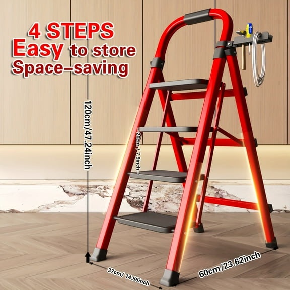 450lb Capacity Folding Ladder with Non-Slip Steps, A-Frame Step Stool for Home, Garden & Outdoor Use