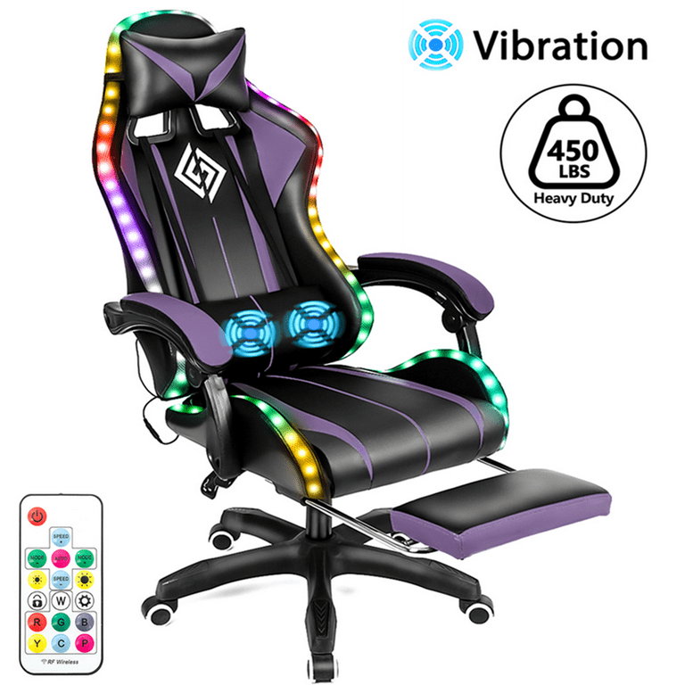 Ergonomic Computer Gaming Chair with Footrest Lumbar Massage Support