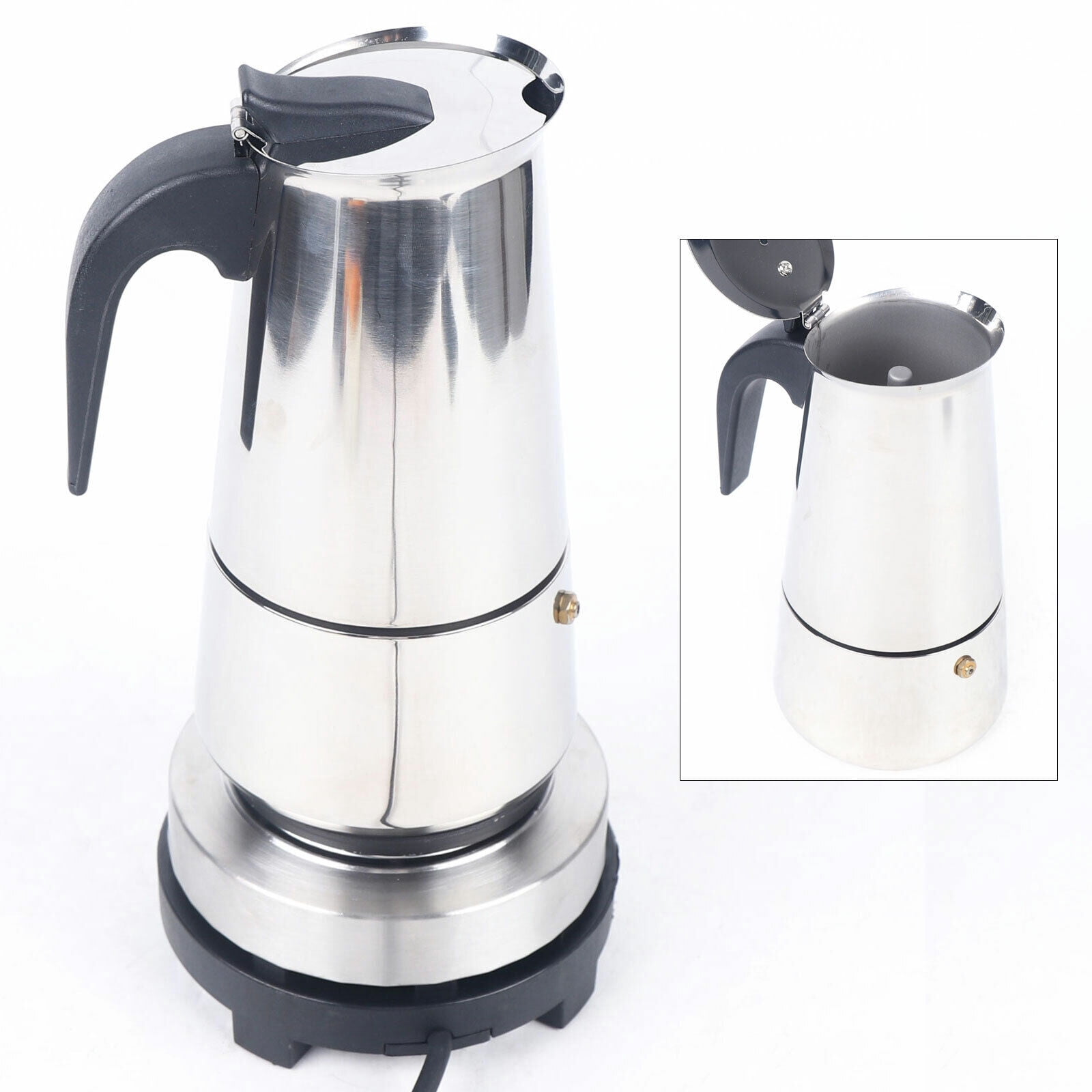 450ml 9 Cups Espresso Maker Stainless Steel Coffee Infusing with Electric Stove