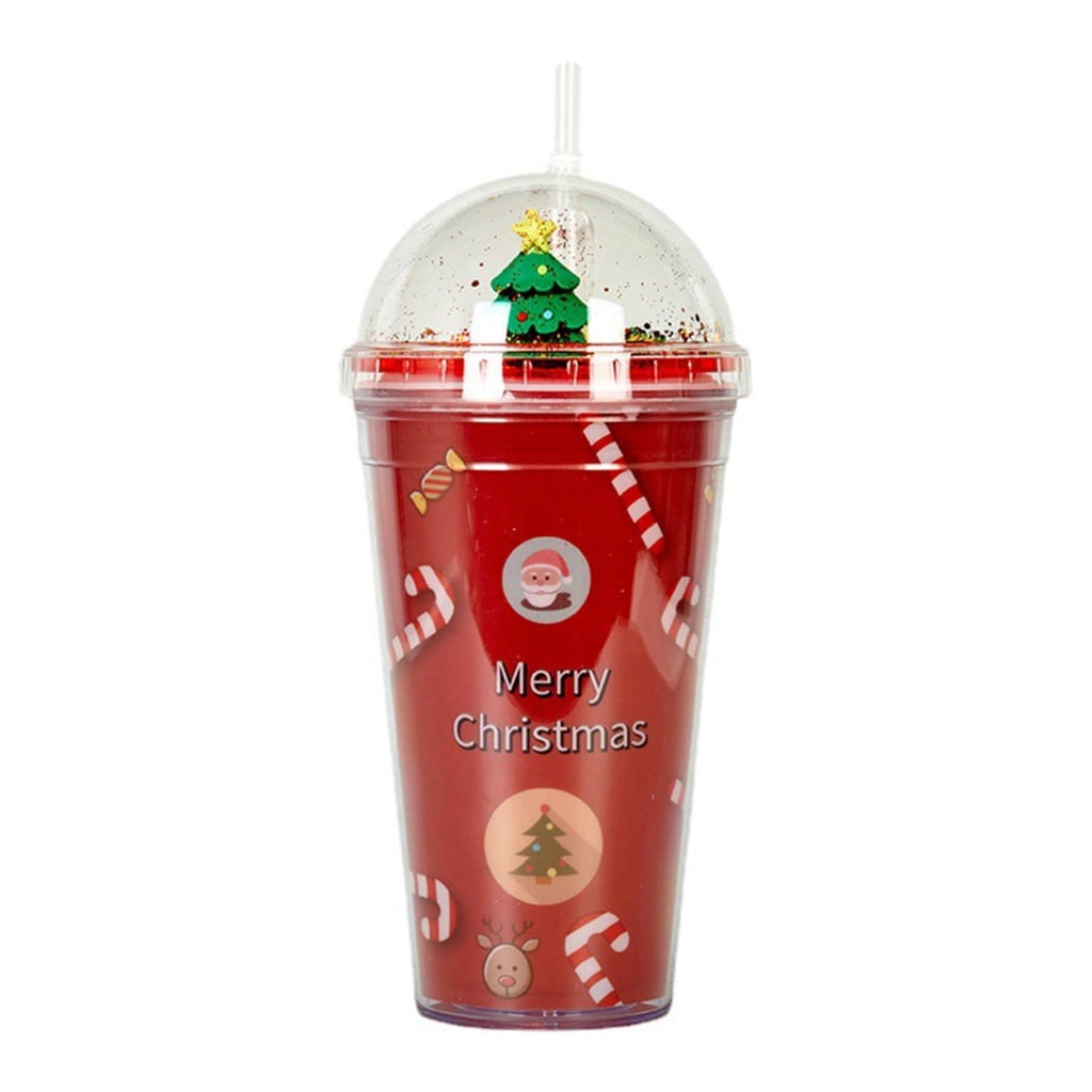 450ml Coffee Straw Cup Reusable Christmas Tumbler with Lid Xmas Santa  Snowman Party Drink Mug for Coffee Shop Drinkware