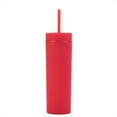 thumbnail image 1 of 450ml Double-layer Plastic Cup Sealed Insulated Water Bottle Lid with Straw Sports Water Bottle for Children Men Women Home Office Red, 1 of 10